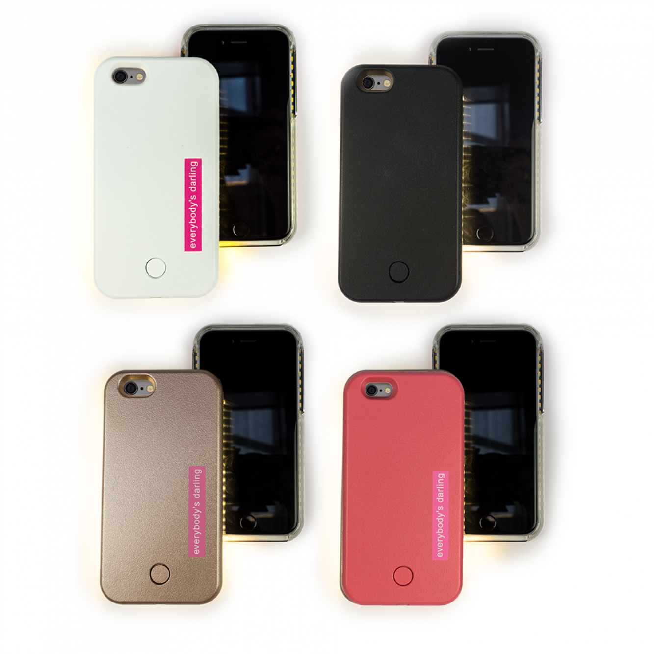 LED Selfie Hülle für iPhone 6 / 6s Plus | Protection Case mit SOS Licht | pink