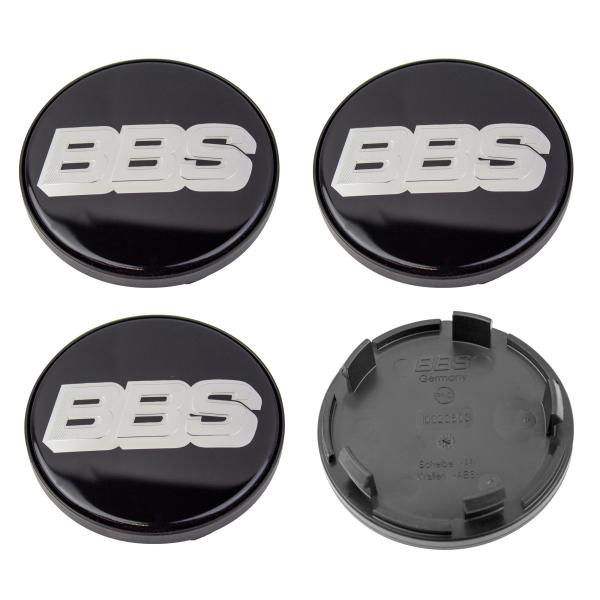 4 x BBS Nabendeckel 70,6mm  schwarz / silber  0924494  10023603