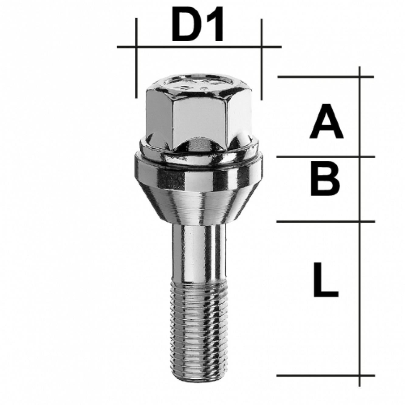 Schraube M12x1,5 Länge: 28mm - Kegel 60° zweiteilig - SW17 -  0923556