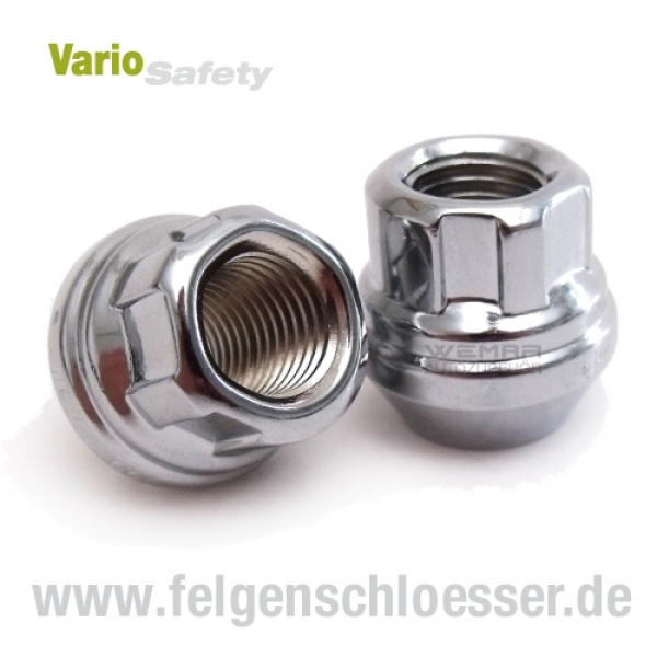 Vario Safety Felgenschloss Mutter - M12x1,5 - Kegel 60° - Mutter Offen - SW17/19