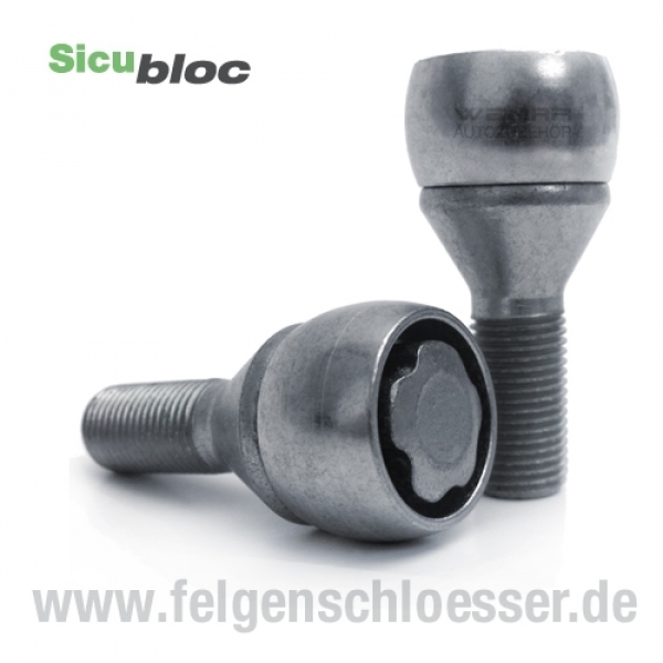 Sicubloc Felgenschloss | M14x1,25 | Länge: 28mm | Kegel 60° | SW 17