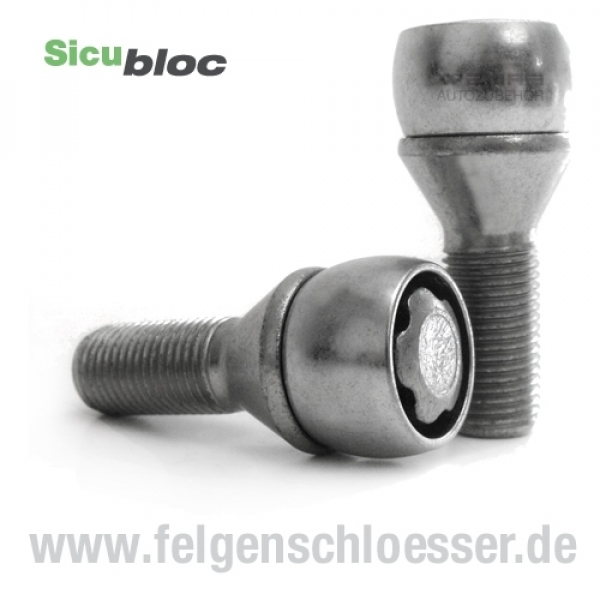 Sicubloc Felgenschloss | M14x1,5 | Länge: 28mm | Kegel 60° | SW 17