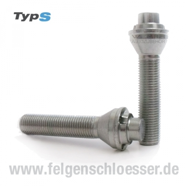 Typ S Felgenschloss | M14x1,5 | Länge: 25mm | Kegel 60° | SW 17/19