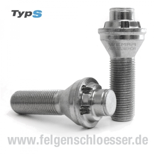 Typ S Felgenschloss | M14x1,25 | Länge: 28mm | Kegel 60° | SW 17/19