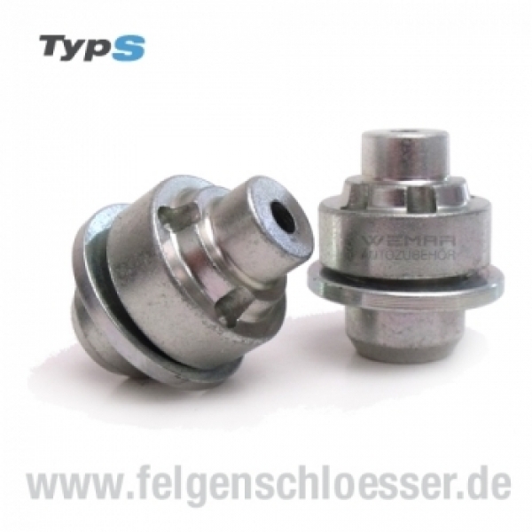 Typ S Felgenschloss - M14x1,5 - FB m. Zyl. Scheibe - Mutter Geschlossen - SW 19