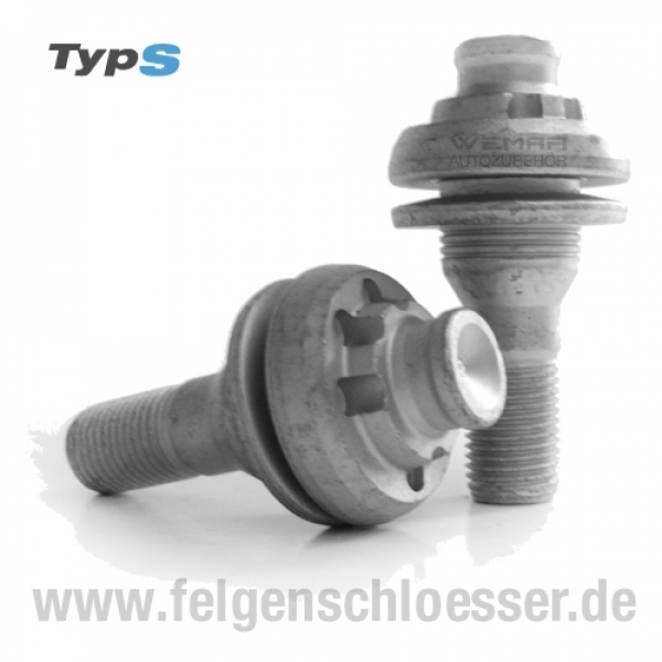 Typ S Felgenschloss | M12x1,25 | Länge: 34mm | FB f. Peugeot | SW 17/19