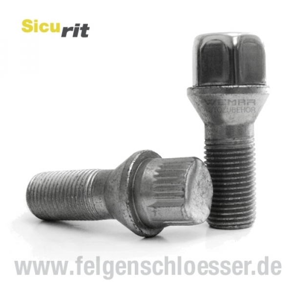Sicurit Felgenschloss | M14x1,25 | Länge: 28mm | Kegel 60° | SW 17