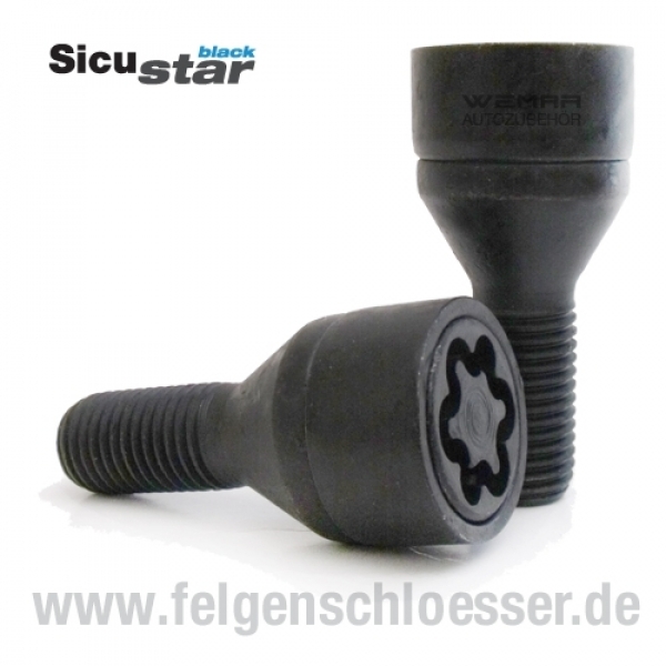 Sicustar Felgenschloss | M12x1,5 | Länge: 25mm | Kegel 60° | SW 17