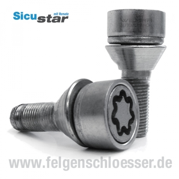 Sicustar Felgenschloss | M12x1,25 | Länge: 28mm | Kegel 60° mit Versatz | SW 17