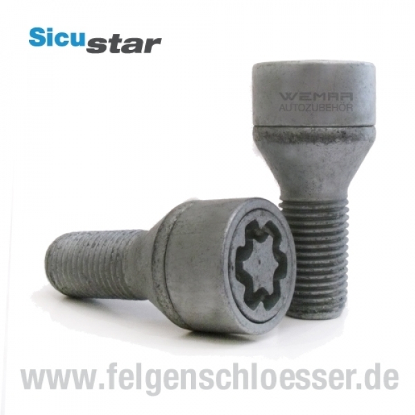 Sicustar Felgenschloss | M14x1,5 | Länge: 33mm | Kegel 60° | SW 17