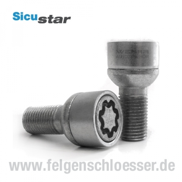 Sicustar Felgenschloss | M14x1,5 | Länge: 27mm | Kugel R13 | SW 17