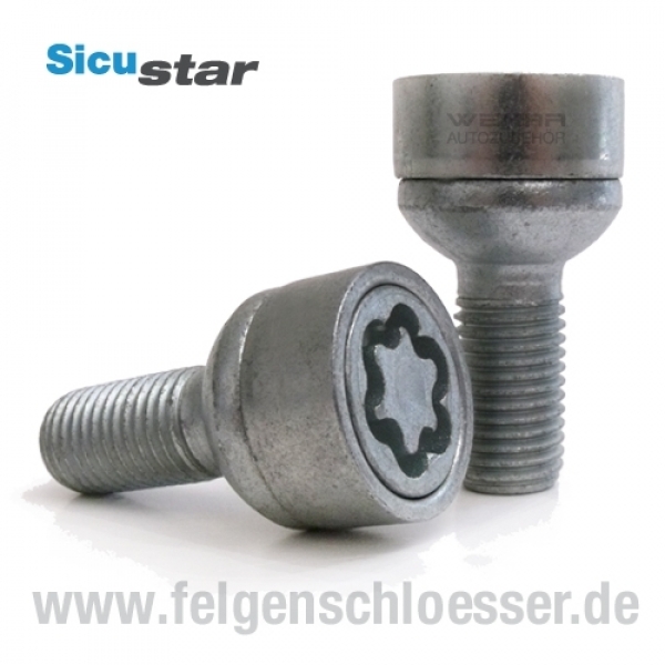 Sicustar Felgenschloss | M12x1,5 | Länge: 28mm | Kugel R13 | SW 17