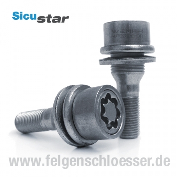 Sicustar Felgenschloss | M12x1,25 | Länge: 56mm | FB f. Peugeot | SW 17