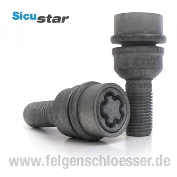 Sicustar Felgenschloss | M14x1,5 | Länge: 39mm | Kugel R14 zweiteilig | SW 19