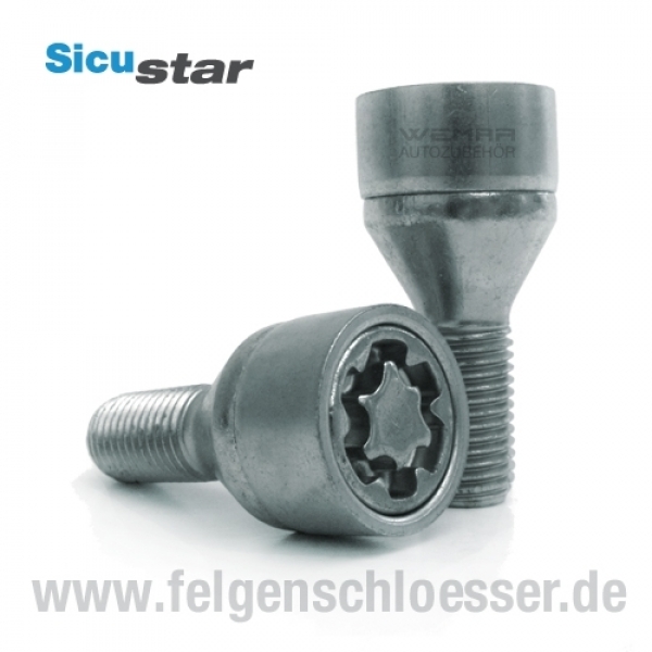 Sicustar Felgenschloss | M12x1,75 | Länge: 25mm | Kegel 60° | SW 17