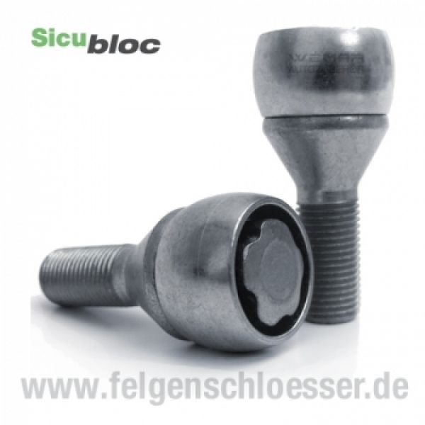 Sicubloc Felgenschloss | M12x1,25 | Länge: 37mm | FB f. Peugeot | SW 17