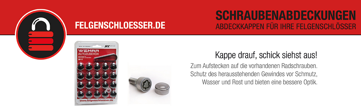 Schraubenabdeckungen – Banner mit WEMAR Autozubehör Schraubenabdeckungen.